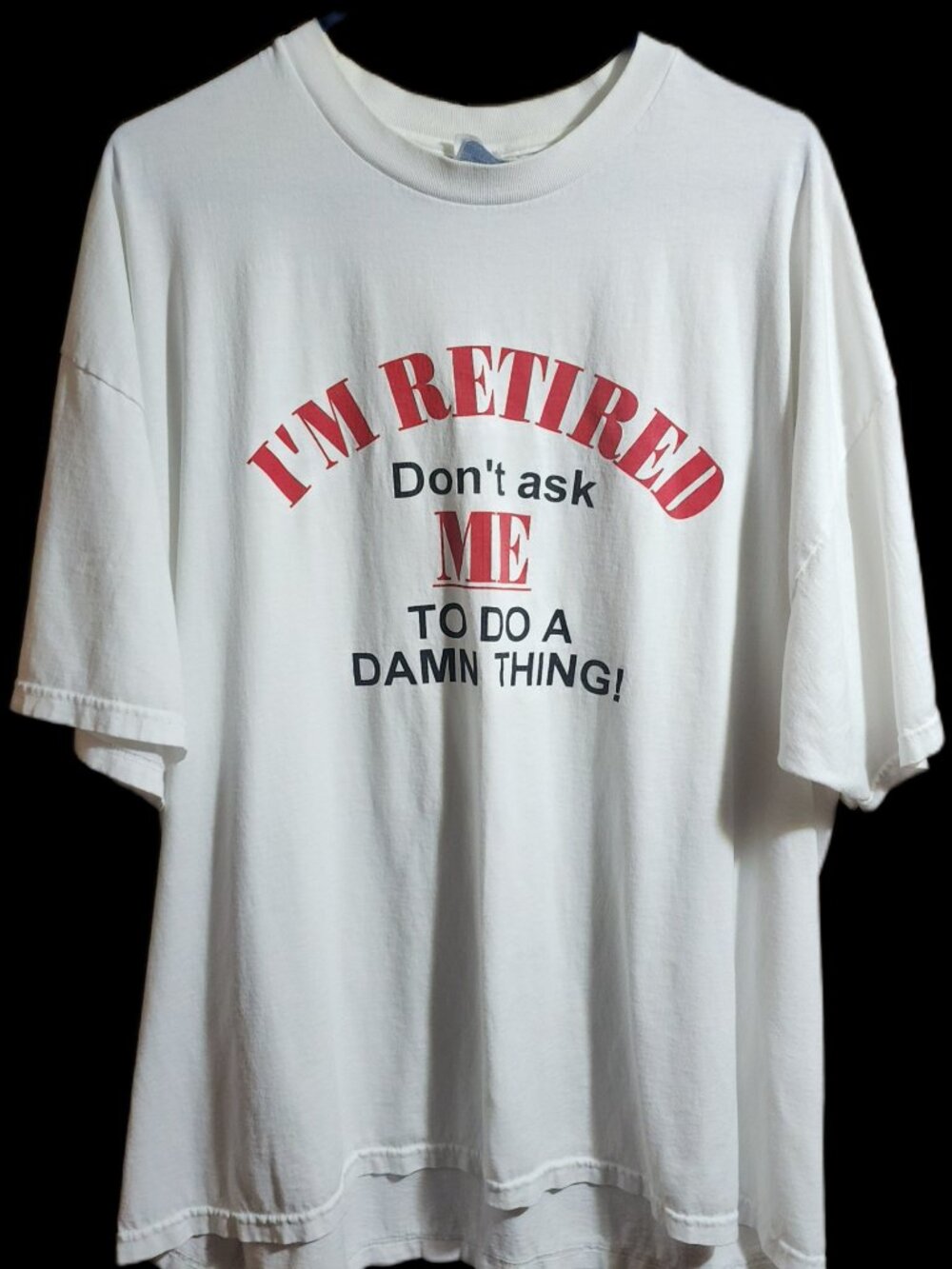 Hanes Retired Novelty Graphic T-Shirt Mens XXL White Funny Slogan Short Sleeve